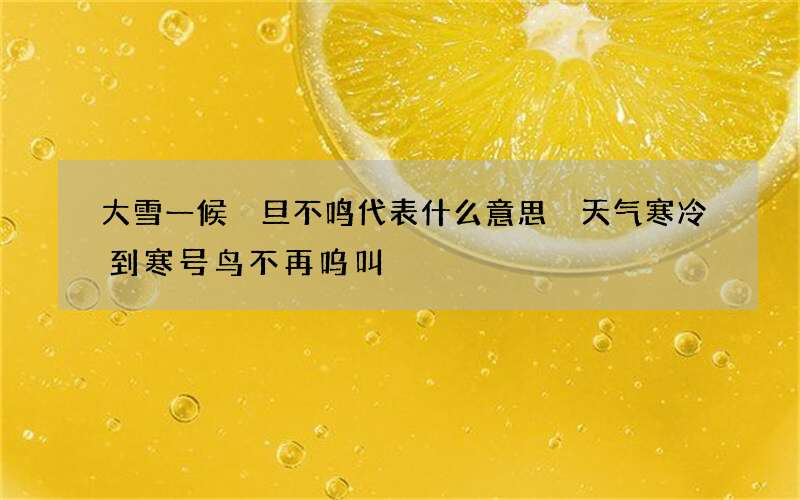 大雪一候鹖旦不鸣代表什么意思 天气寒冷到寒号鸟不再呜叫